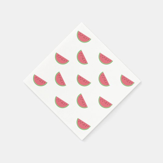 Serviette En Papier Pastèque Tranches Motif mignonne Été Rose Blanc (Coin)