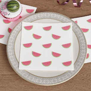 Serviette En Papier Pastèque Tranches Motif mignonne Été Rose Blanc
