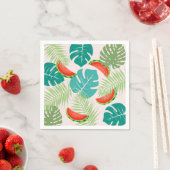 Serviette En Papier Pastèques et Feuilles tropicaux (En situation)
