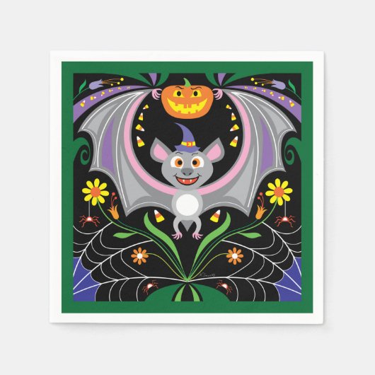 Serviette En Papier Patch de citrouilles de minuit fou (Devant)