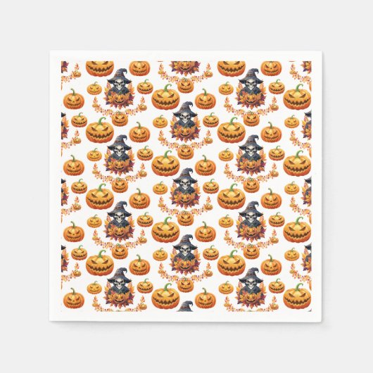 Serviette En Papier Patch de citrouilles d'Halloween (Devant)