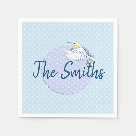 Serviette En Papier Patch de colibri sur Pois (Devant)