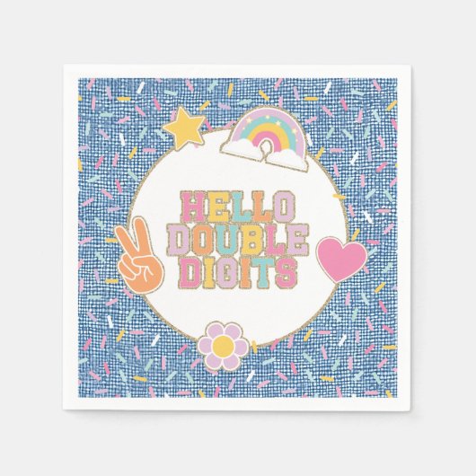 Serviette En Papier Patch Preppy Bonjour Double Chiffres 10e Anniversa (Devant)