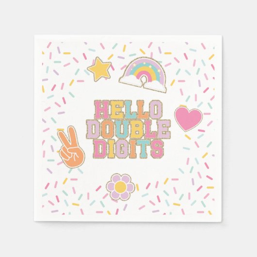 Serviette En Papier Patch Preppy Hello Double chiffres 10e anniversair (Devant)