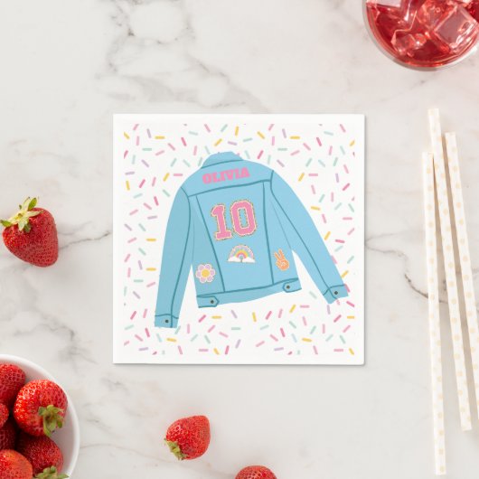 Serviette En Papier Patch Preppy Jean Jacket 10e anniversaire (En situation)