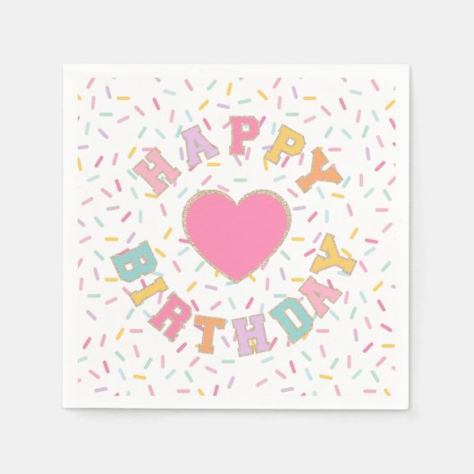 Serviette En Papier Patch Preppy Lettre Anniversaire (Devant)