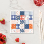 Serviette En Papier Patchwork 4 juillet bleu blanc rouge (En situation)