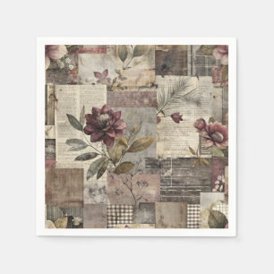 Serviette En Papier Patchwork Botanique Rustique Vintage (1)