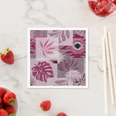 Serviette En Papier patchwork botanique tropical monochrome (En situation)