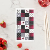 Serviette En Papier Patchwork de Buffalo Rustique Plaid Rouge Blanc No (En situation)