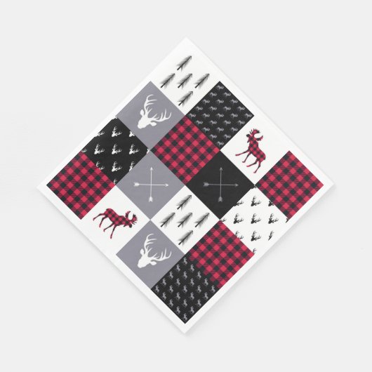 Serviette En Papier Patchwork de Buffalo Rustique Plaid Rouge Blanc No (Coin)