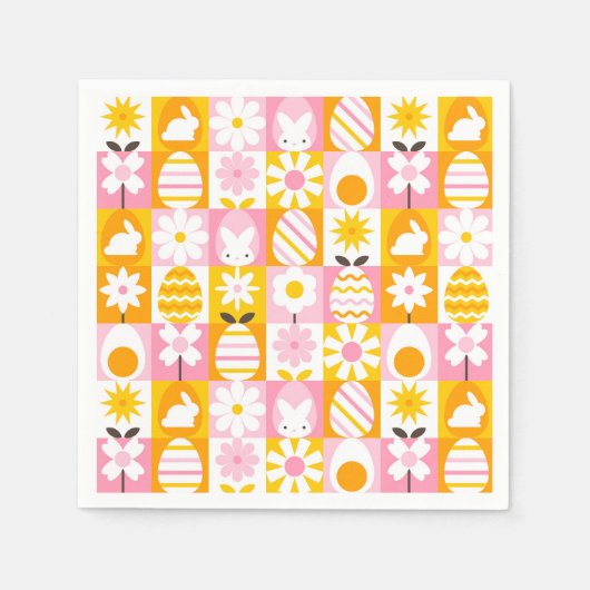 Serviette En Papier Patchwork de Pâques de printemps doux (Devant)