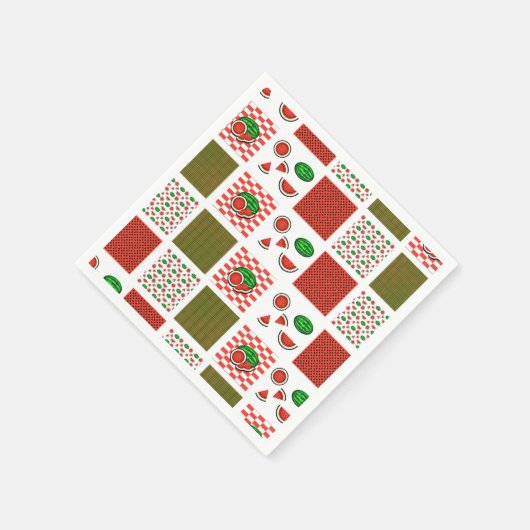 Serviette En Papier Patchwork de pastèque (Coin)
