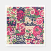 Serviette En Papier Patchwork floral chinois gras (Devant)