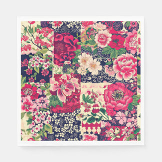 Serviette En Papier Patchwork floral chinois gras