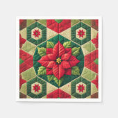 Serviette En Papier Patchwork Hexagon Poinsettia Découpage Naples (Devant)