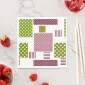 Serviette En Papier Patchwork marron vert pois blancs dos (En situation)
