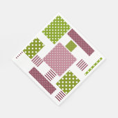 Serviette En Papier Patchwork marron vert pois blancs dos (Coin)