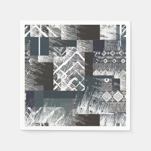 Serviette En Papier Patchwork monochrome abstrait (Devant)