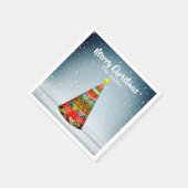 Serviette En Papier Patchwork sapin de Noël sous neige (Coin)