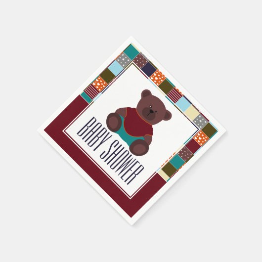 Serviette En Papier Patchwork Teddy Bear, Baby shower (Coin)