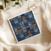 Serviette En Papier Patchwork Western Denim Bear Blue Jean Baby Shower