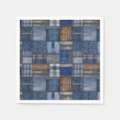 Serviette En Papier Patchwork Western Denim Bear Blue Jean Baby Shower (Devant)