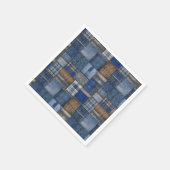 Serviette En Papier Patchwork Western Denim Bear Blue Jean Baby Shower (Coin)