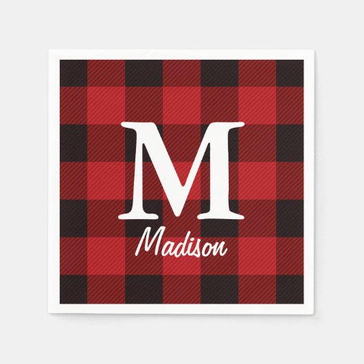 Serviette En Papier Pâte à bûcheron rouge de pays primitive (Devant)