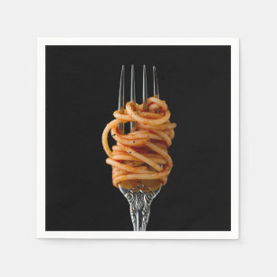 Serviette En Papier Pâtes filées sur une Fourche, Spaghetti alimentair
