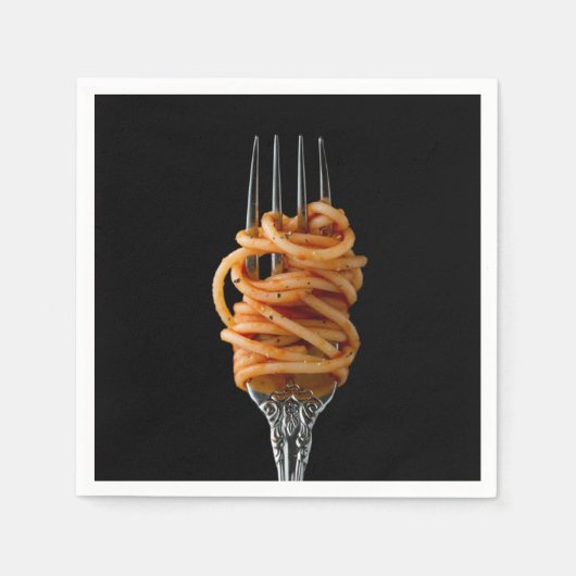 Serviette En Papier Pâtes filées sur une Fourche, Spaghetti alimentair (Devant)