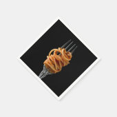 Serviette En Papier Pâtes filées sur une Fourche, Spaghetti alimentair (Coin)