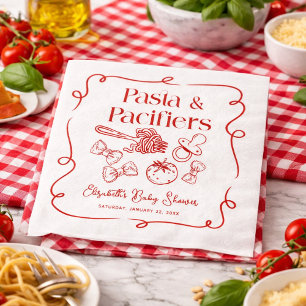 Serviette En Papier Pâtes & Tétines Baby Shower Italien Dessiné à la M