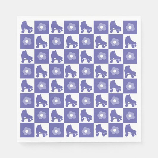 Serviette En Papier Patinage à rouleaux À damiers violet (Devant)