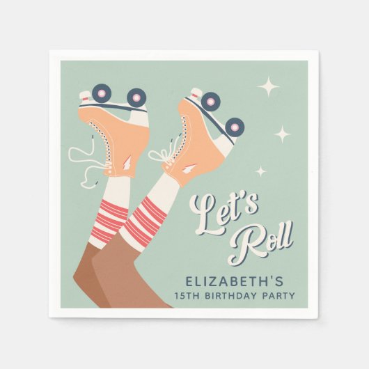 Serviette En Papier Patinage à rouleaux mignon fête d'anniversaire (Devant)
