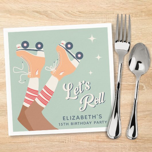 Serviette En Papier Patinage à rouleaux mignon fête d'anniversaire