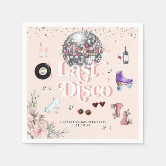 Serviette En Papier Patinage à rouleaux rétro Disco | Bachelorette (Devant)