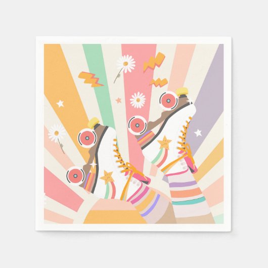 Serviette En Papier Patinage à rouleaux Retro Super fille Anniversaire (Devant)