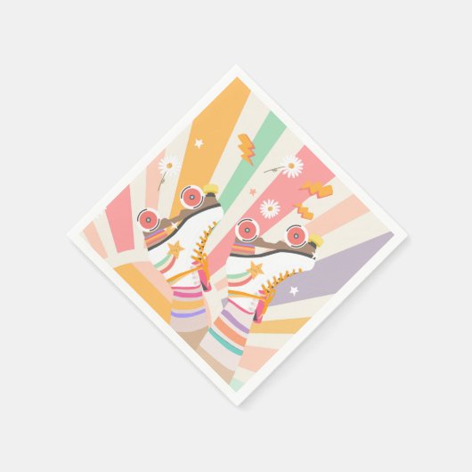 Serviette En Papier Patinage à rouleaux Retro Super fille Anniversaire (Coin)