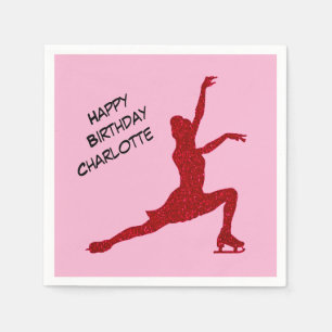 Serviette En Papier Patinage artistique Anniversaire rose / Papier rou