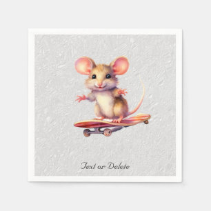 Serviette En Papier Patinage d'aquarelle Souris