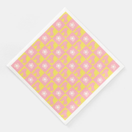 Serviette En Papier Patinage derby À damiers rouleau rose Jaune (Coin)