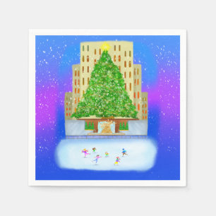 Serviette En Papier Patinage Sur Glace Au Rockefeller Center