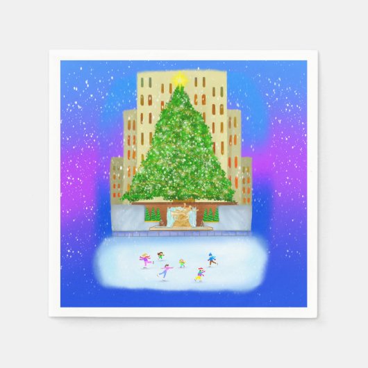 Serviette En Papier Patinage Sur Glace Au Rockefeller Center (Devant)