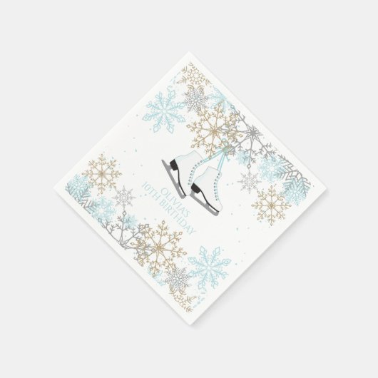 Serviette En Papier Patinage sur glace Blue Silver Gold Snowflakes Ann (Coin)