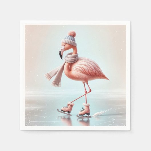 Serviette En Papier Patinage sur glace Flamant rose rose (Devant)