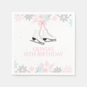 Serviette En Papier Patinage sur glace Pink Blue Snowflakes Anniversai (Devant)