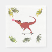 Serviette En Papier Patineur T-rex (Devant)