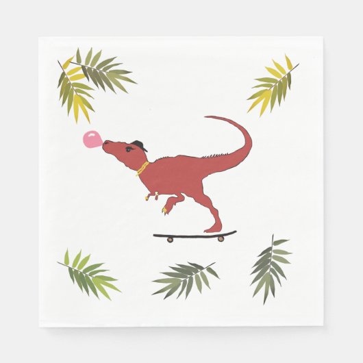 Serviette En Papier Patineur T-rex (Devant)