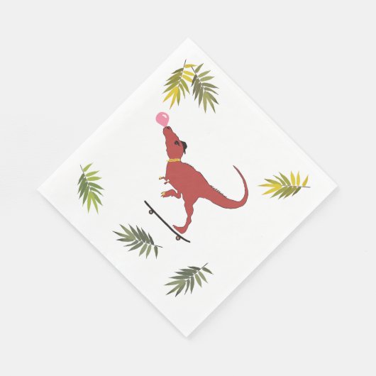 Serviette En Papier Patineur T-rex (Coin)